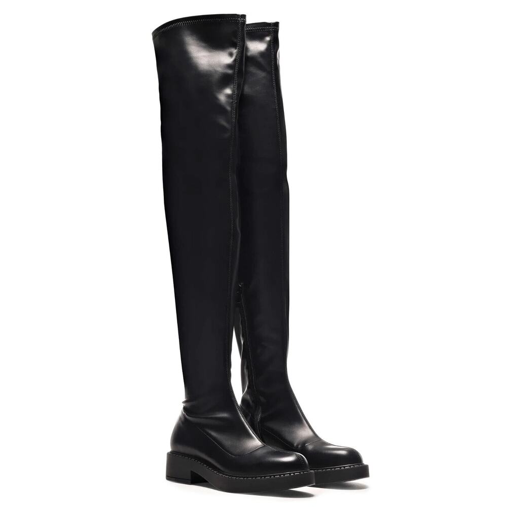 NEW KOI FOOTWEAR US 8 /UK 6 Black Commander Stretch Thigh High Boots
